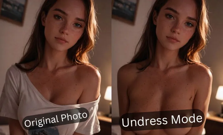 AI-generated nude simulation example (fictional model created by Undressing AI)